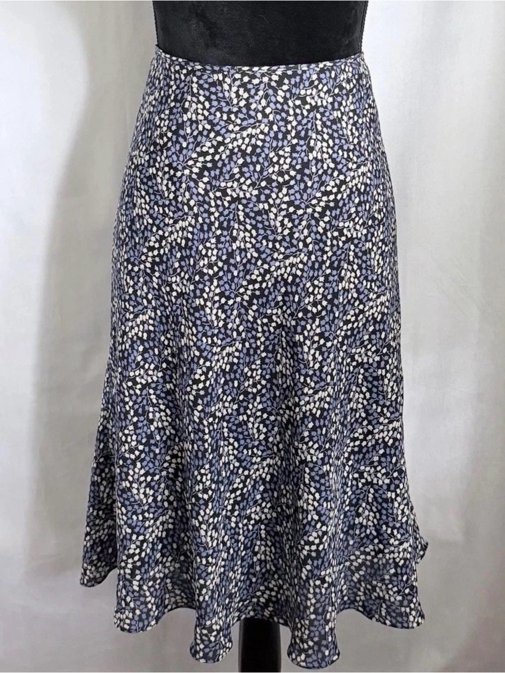 Nine West Skirt Womens 12 Ditsy Floral Silk Trumpet Midi Lined Chiffon Office